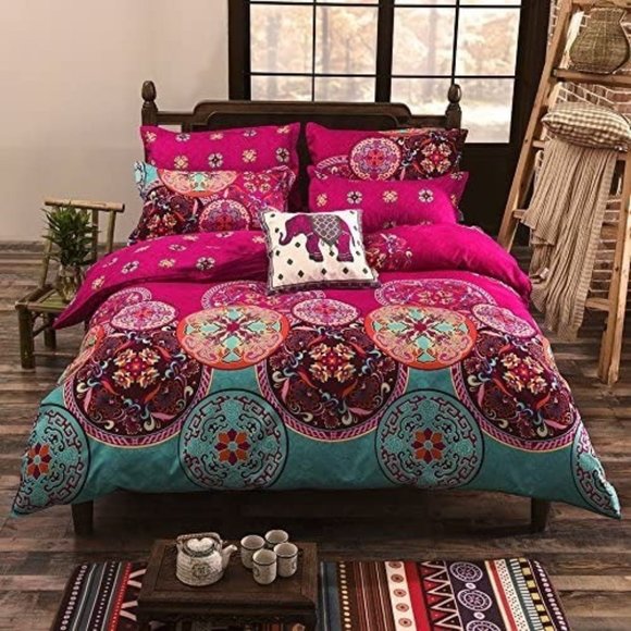 New 3pc Vaulia Boho Bedding Set Exotic Patterns Design, Lightweight Microfiber Q - Picture 1 of 10